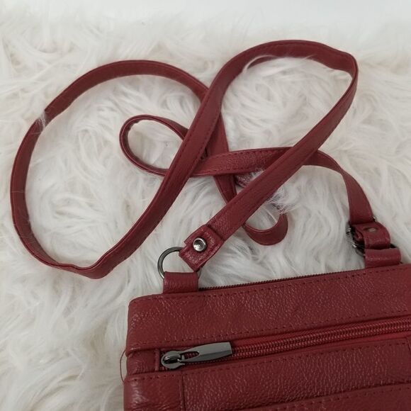 Red Faux Pebble Leather Crossbody Bag - Picture 4 of 8